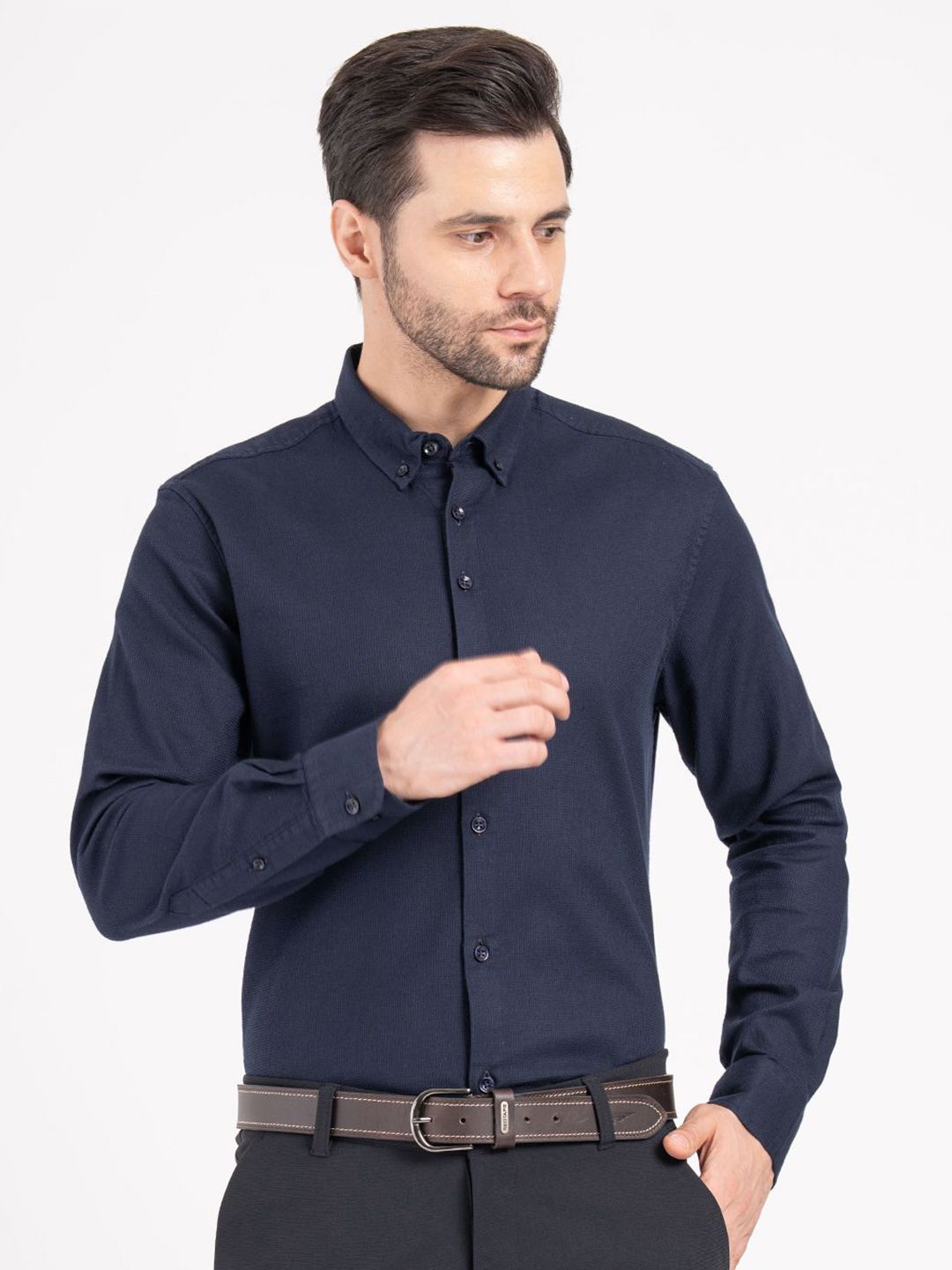 Red Tape Men Slim Fit Solid Button-Down Collar Pure Cotton Formal Shirt-picture-29