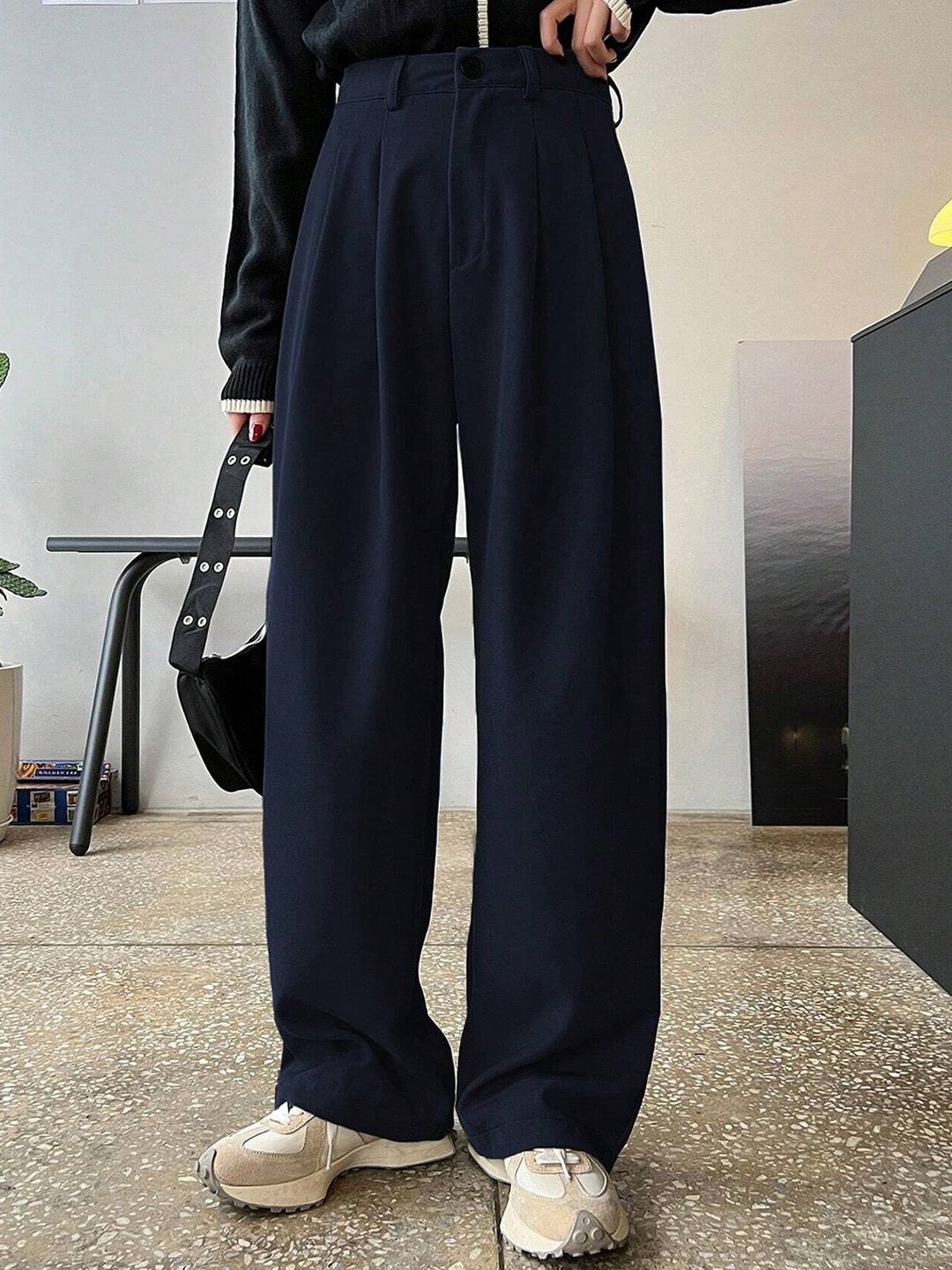 FNOCKS Women Relaxed Straight Leg High-Rise Pleated Trousers-picture-33