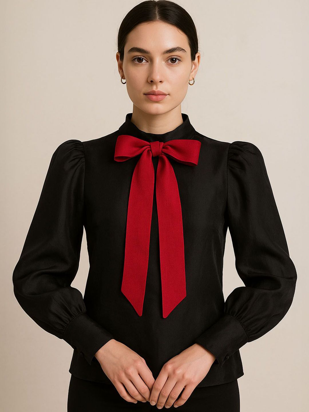 ROOH by SHIVANI Women Solid Casual Shirt Style Top With Statement Bow-picture-35