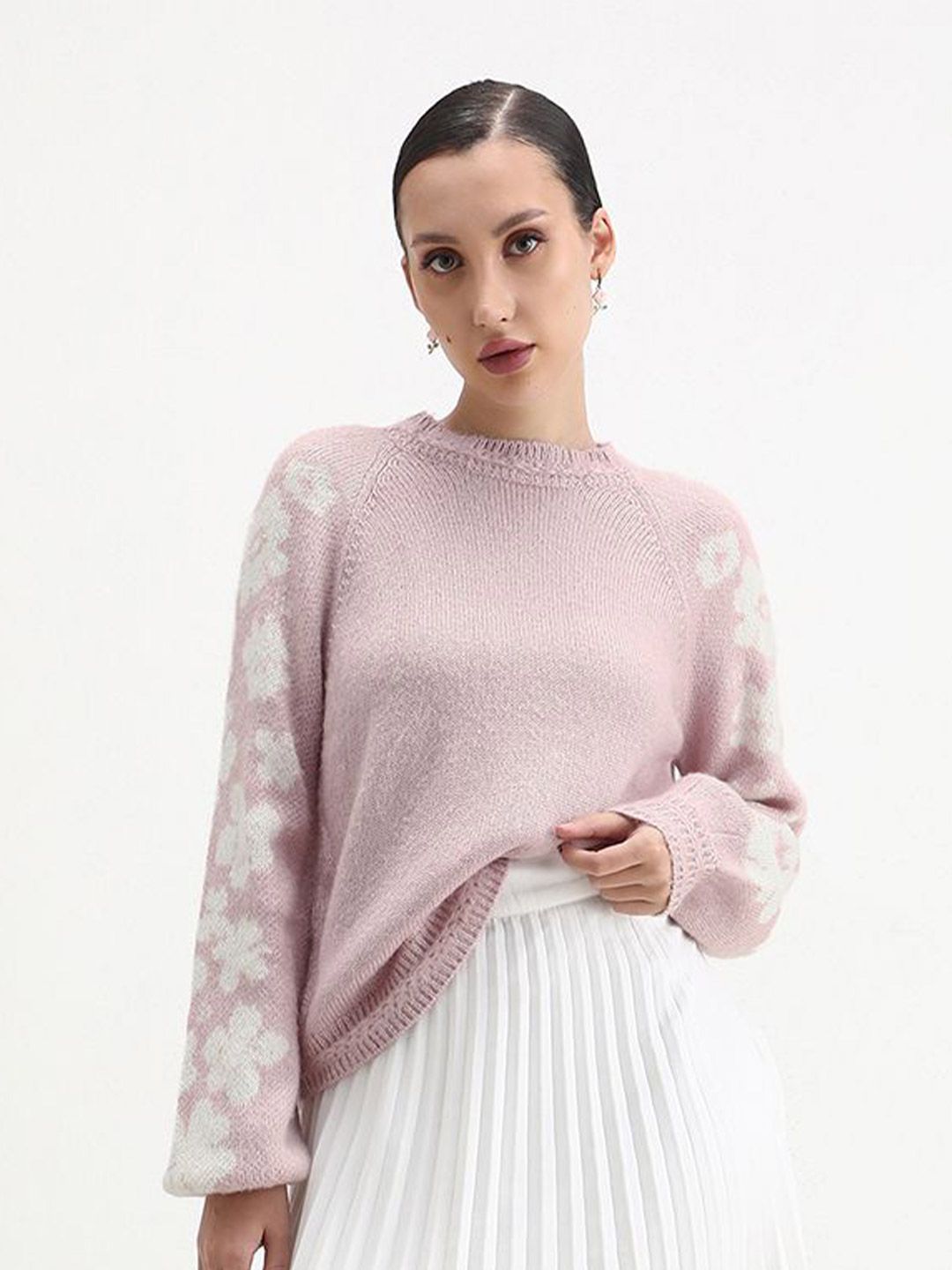 RAREISM Women Floral Printed Crew Neck Pullover-picture-29