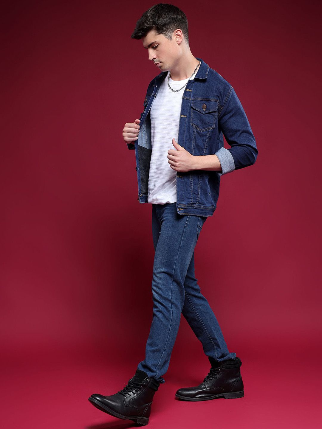 COMFITS Men Spread Collar Solid Denim Jacket-picture-34