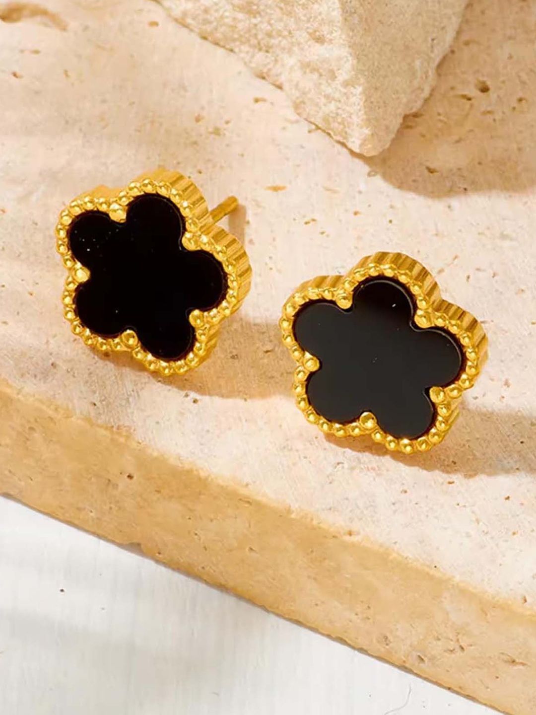 VAMA Set Of 2 18K Gold Plated Enamelled Floral Shaped Studs-picture-21