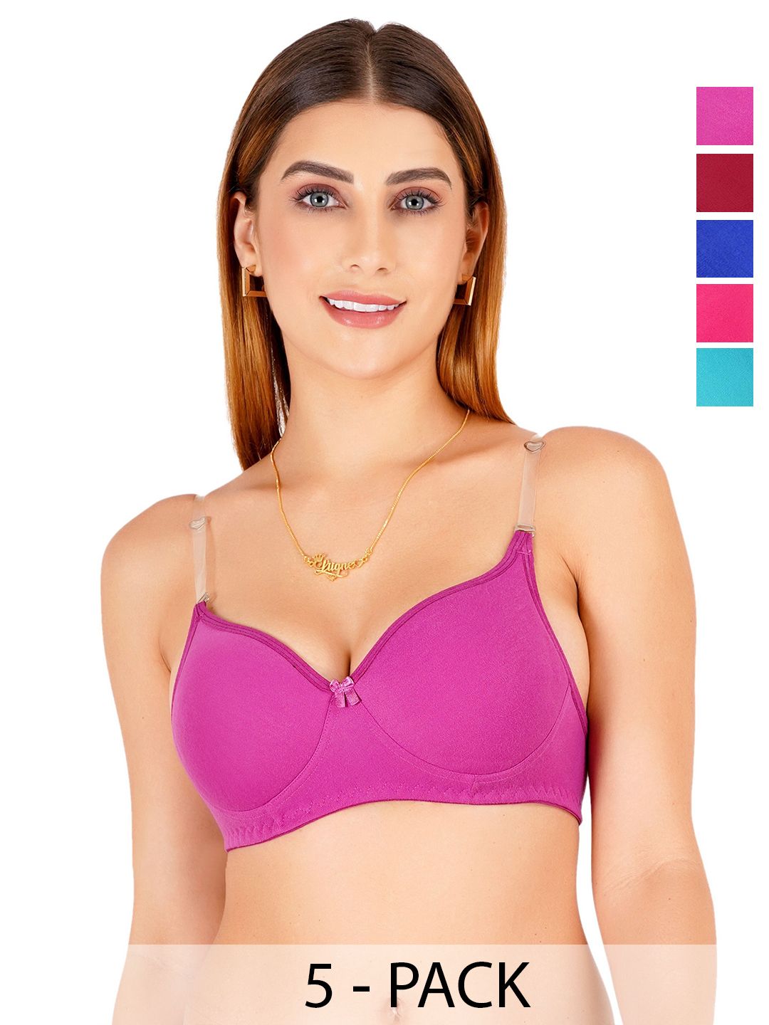 Liigne Pack Of 5 Full Coverage Lightly Padded T-shirt Bra-picture-19