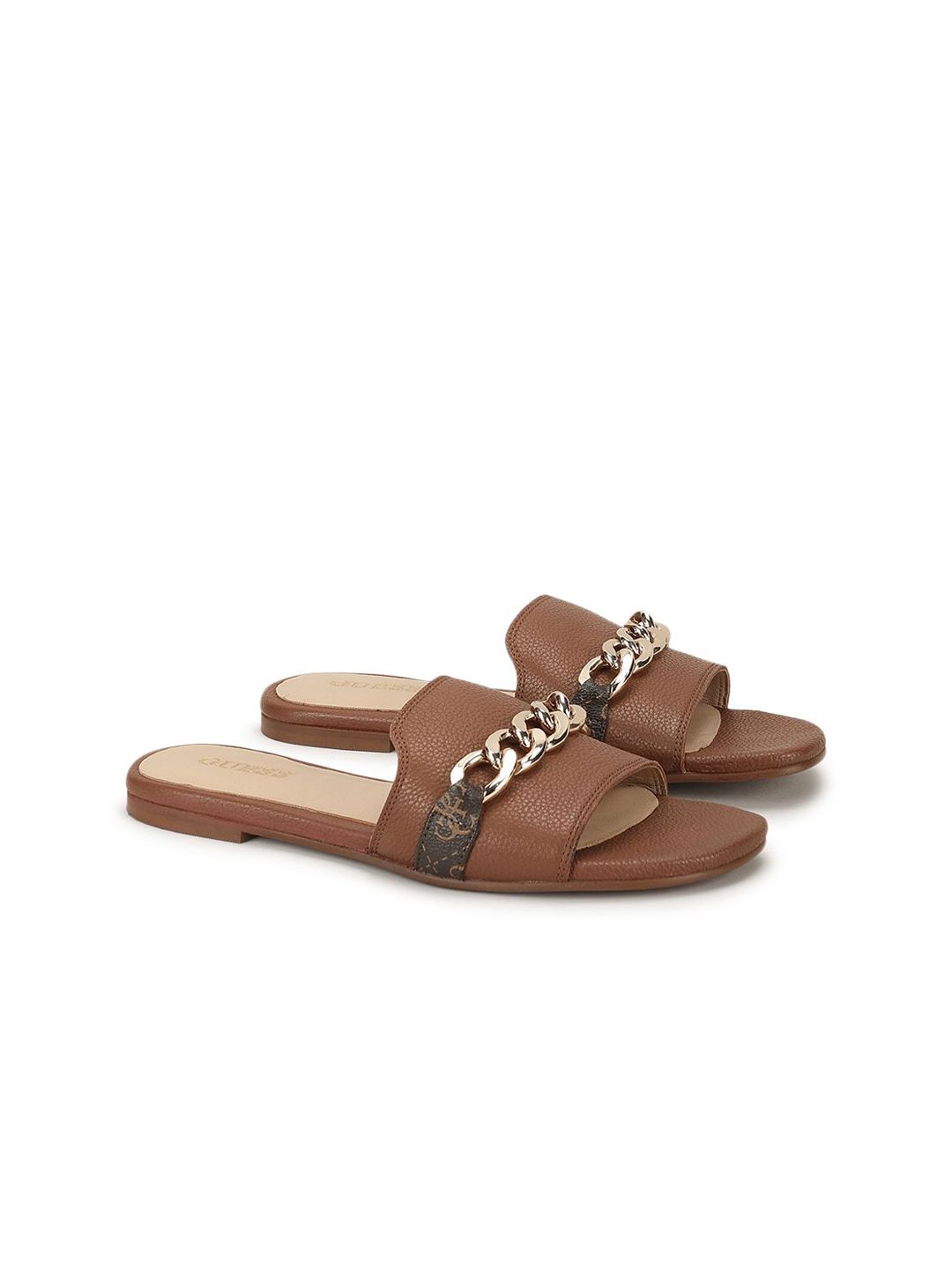 GUESS Women Textured Open Toe Flats With Western Embellished-image-32