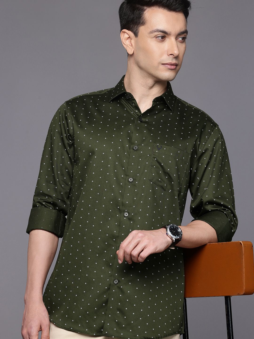 Allen Solly Pure Cotton Geometric Printed Classic Fit Casual Shirt-picture-31