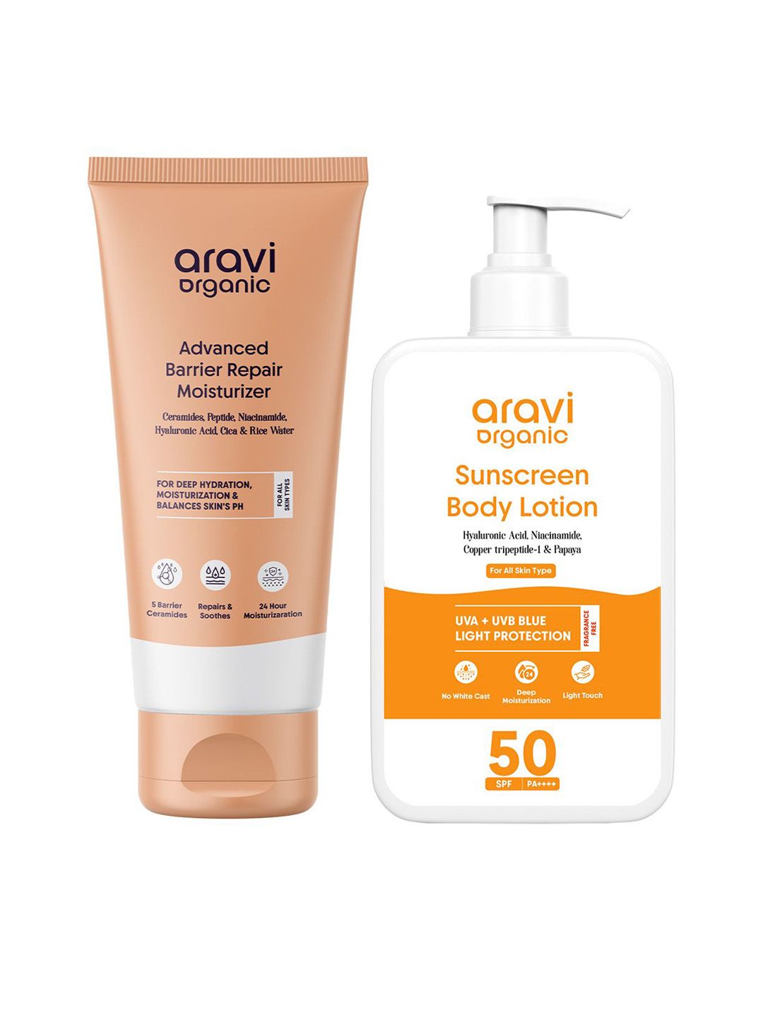 Aravi Organic Set Of 2 Barrier Repair Moisturizer- 100 g & Sunscreen Body Lotion- 200 ml-image-43