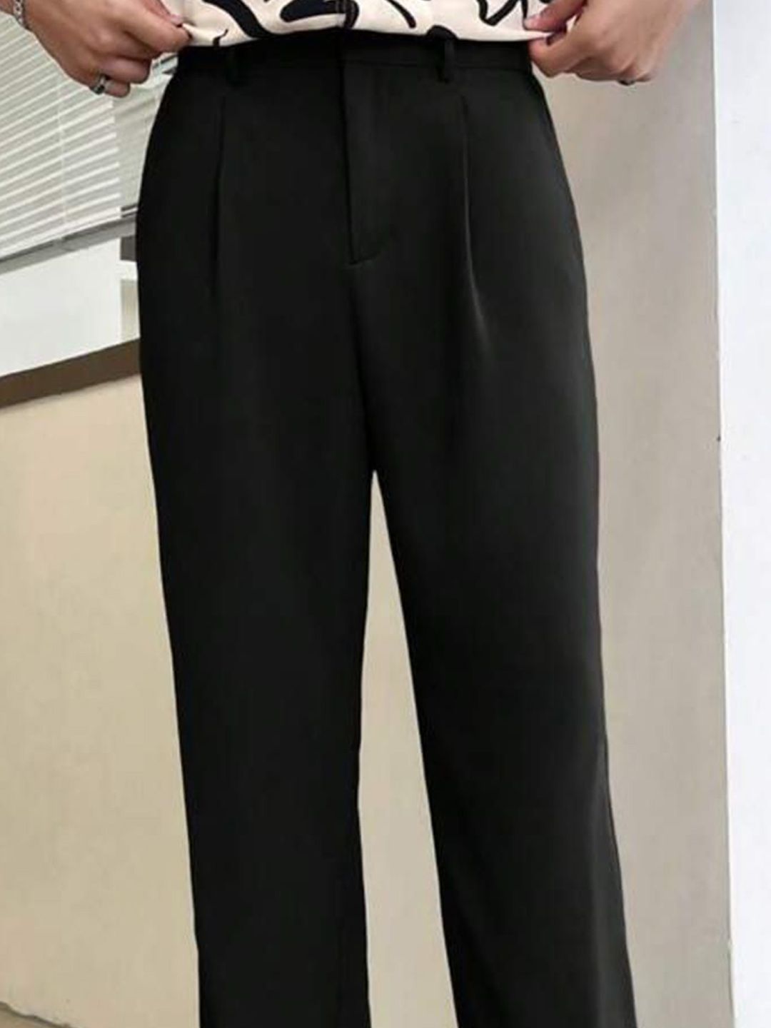 Men's Olive Solid Korean Trousers