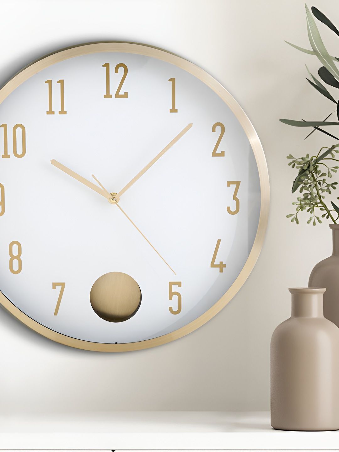 Home Centre Casablanca Glimmer Gold-Toned & White Traditional Wall Clock-picture-24