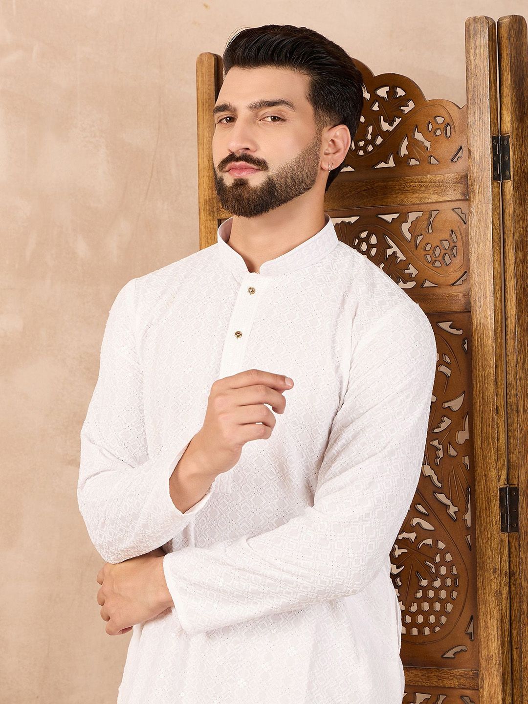 SWAGGINDIA Men Geometric Embroidered Festive Straight Kurta-picture-19