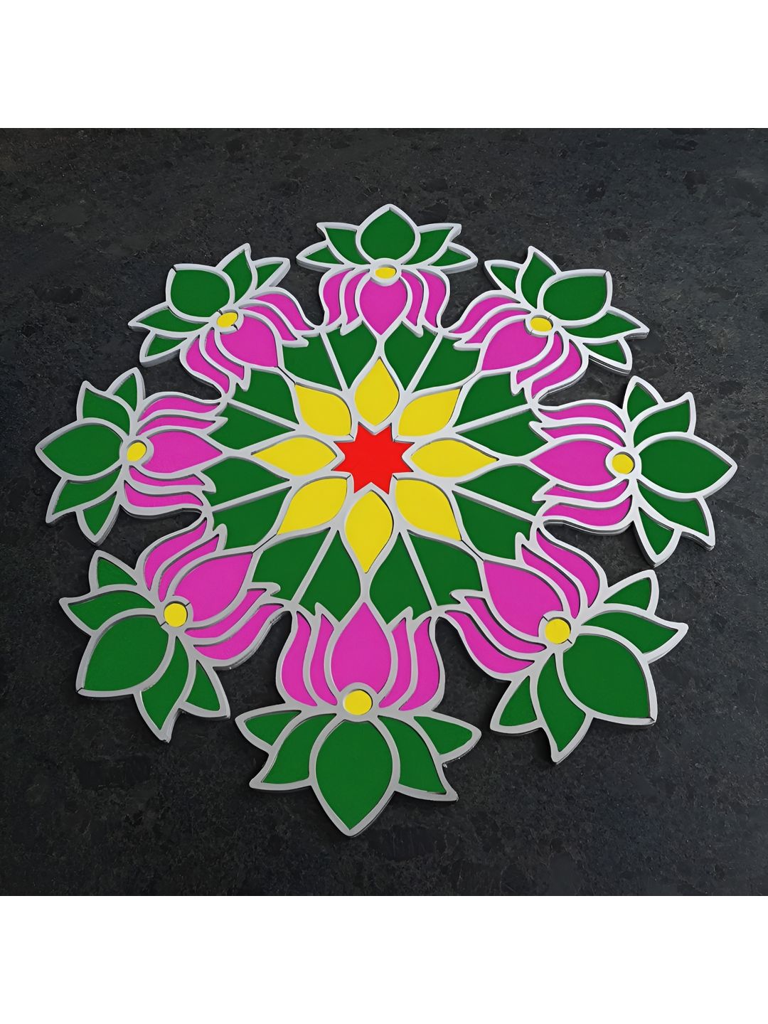 CraftVatika White & Pink Textured Rangoli Stencils Kit-image-30