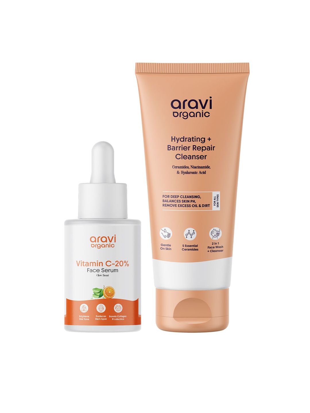 Aravi Organic Set Of 2 20 % Vitamin Face Serum- 30 ml & Barrier Repair Cleanser- 100 ml-picture-32