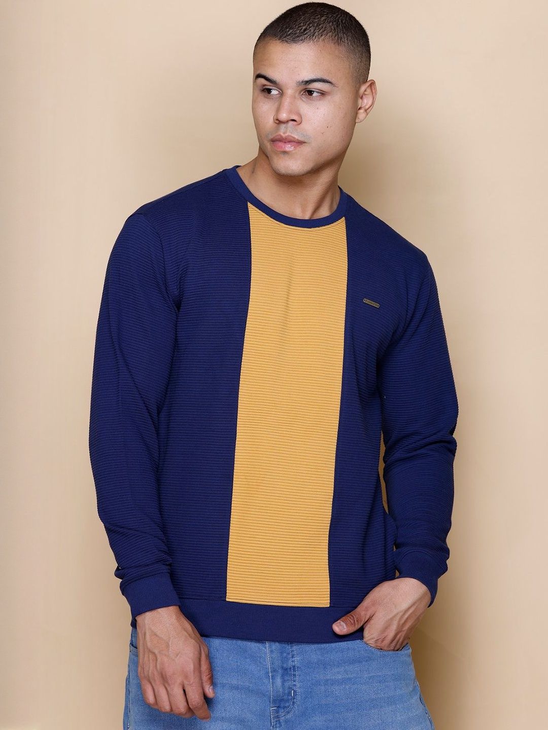 MOUNTAIN COLOURS Men Colourblocked Cotton Sweatshirt-picture-46