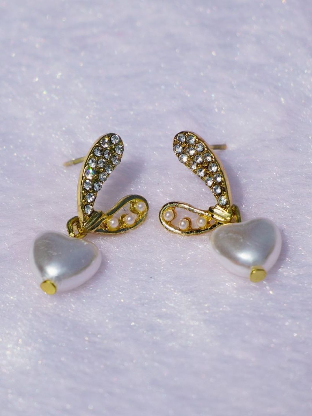 zefrokart Minimalist Gold Plated Heart Shaped Drop Earrings with AD-picture-36
