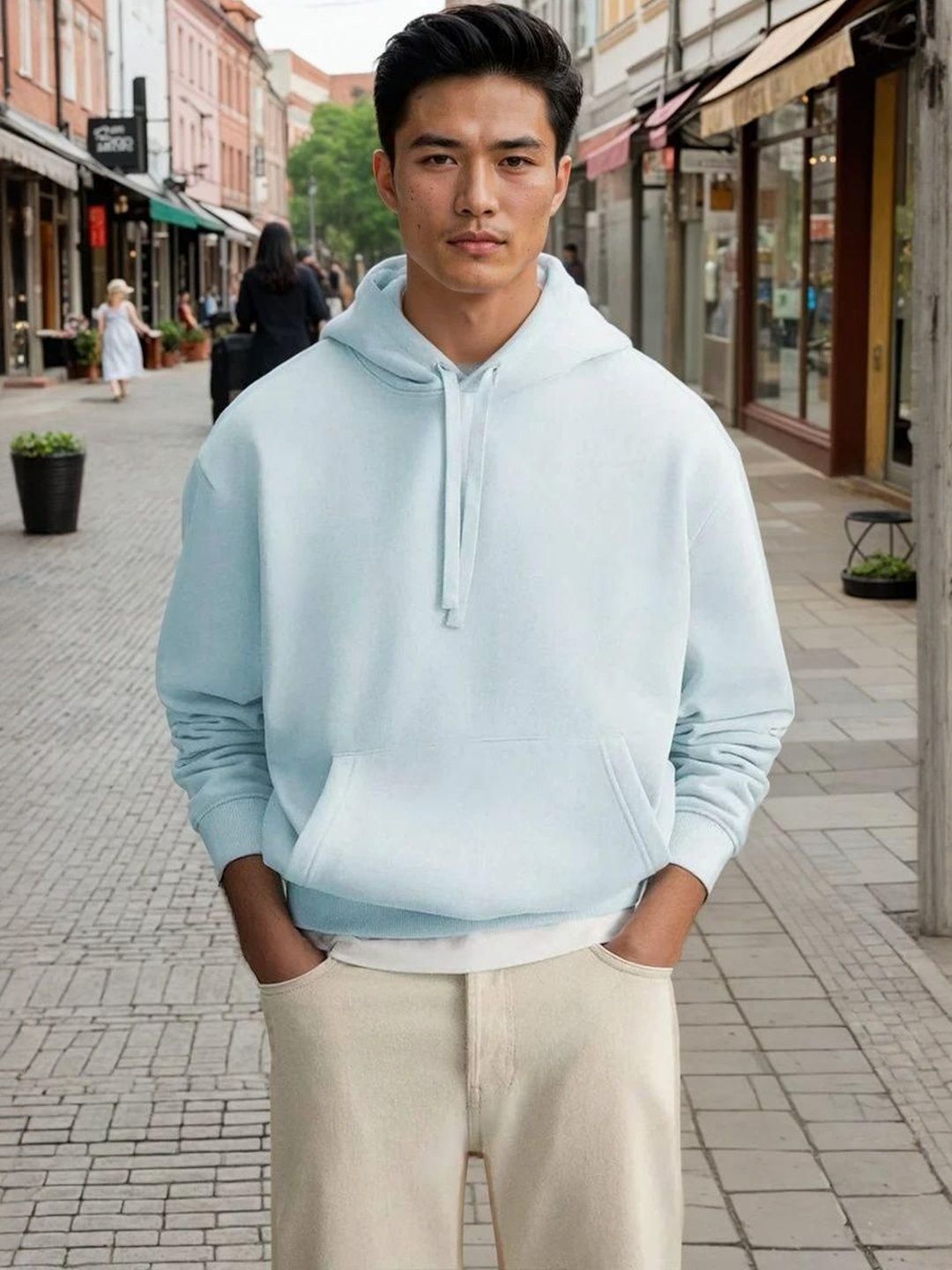 Kotty Men Hooded Solid Ribbed Cotton Pullover Sweatshirt-picture-50
