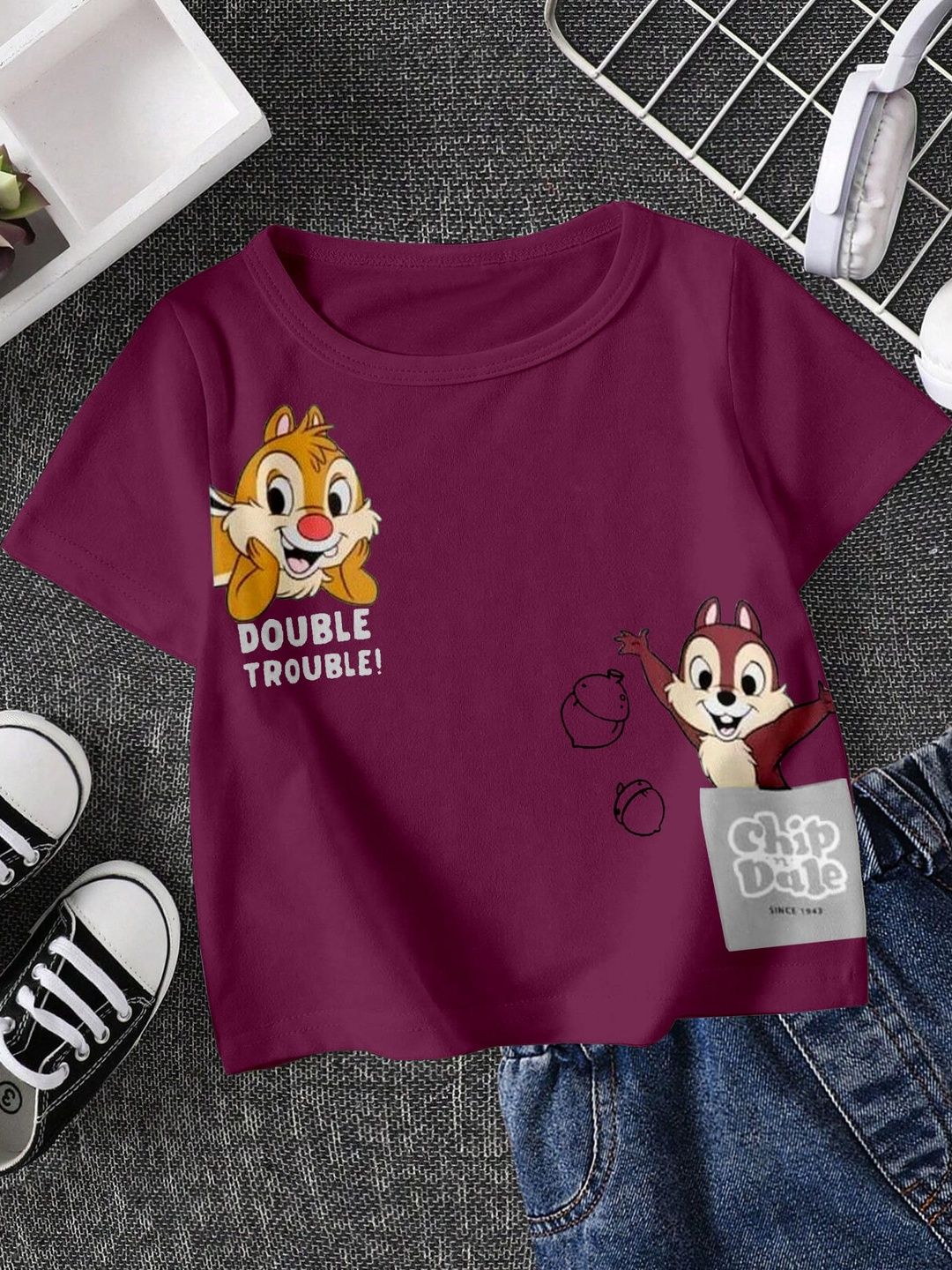 FIONAA TRENDZ Kids Maroon Tshirts-image-3