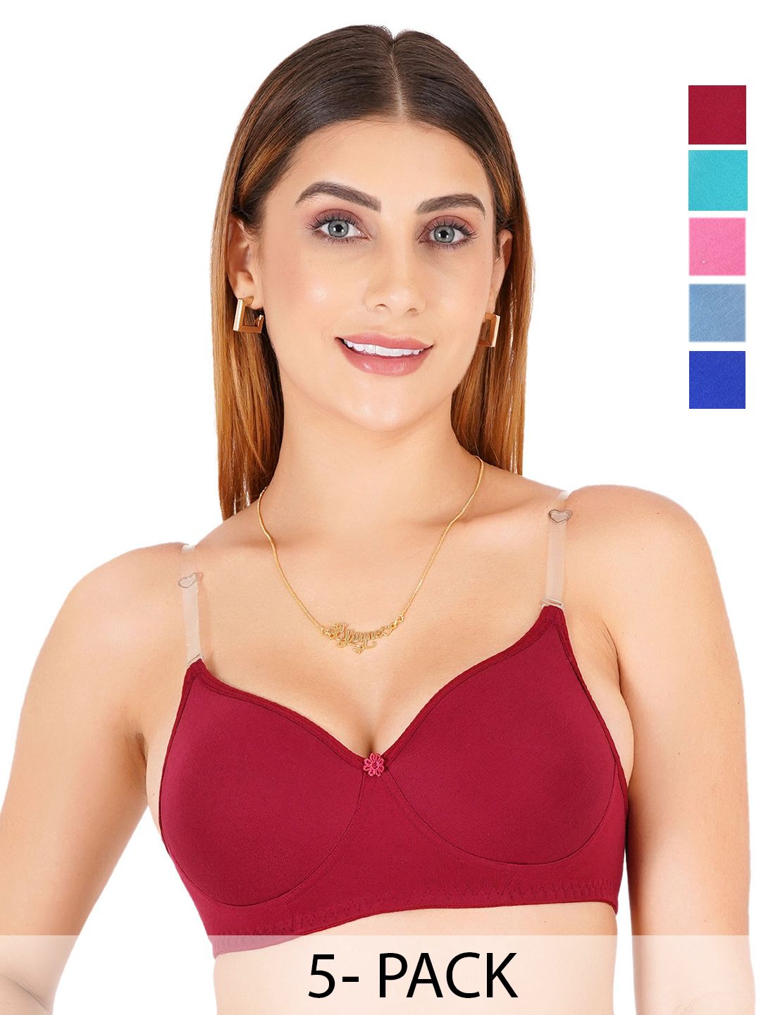 Liigne Pack Of 5 Full Coverage Lightly Padded T-shirt Bra-picture-35