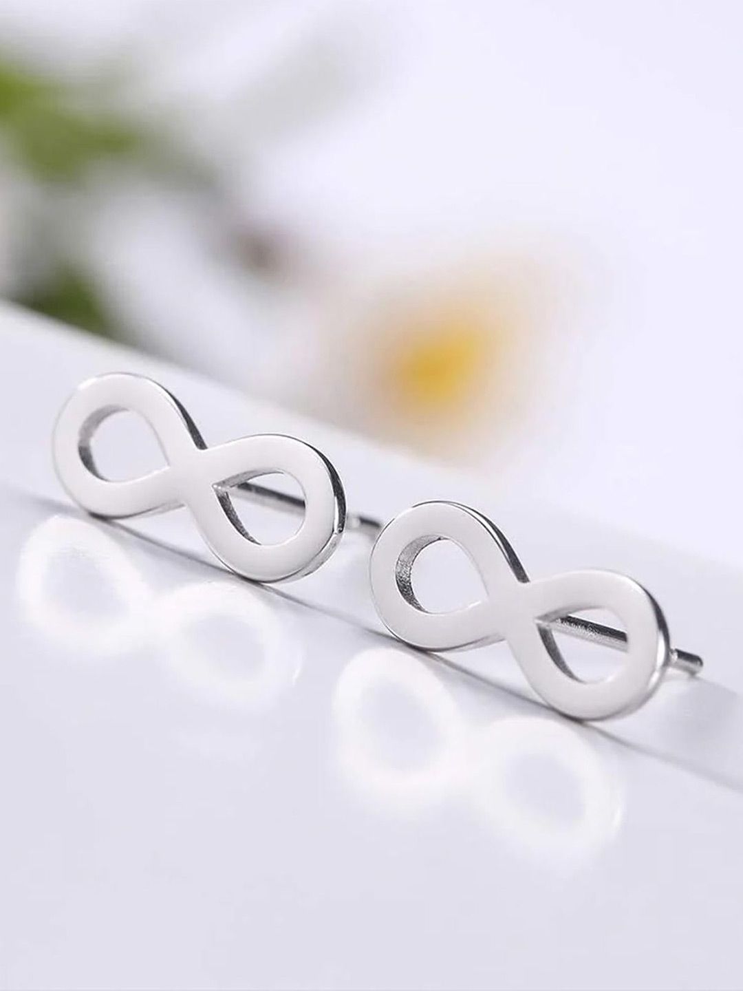 VAMA Set OF 3 Stainless Steel Silver-Plated Infinity Shaped Studs-picture-32
