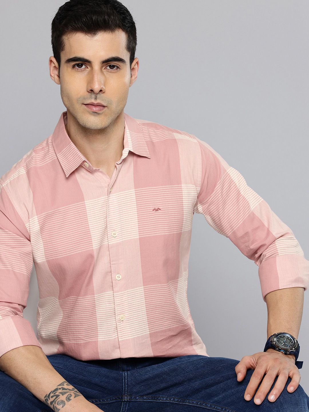 Mufti Slim Fit Checked Pure Cotton Casual Shirt-picture-41
