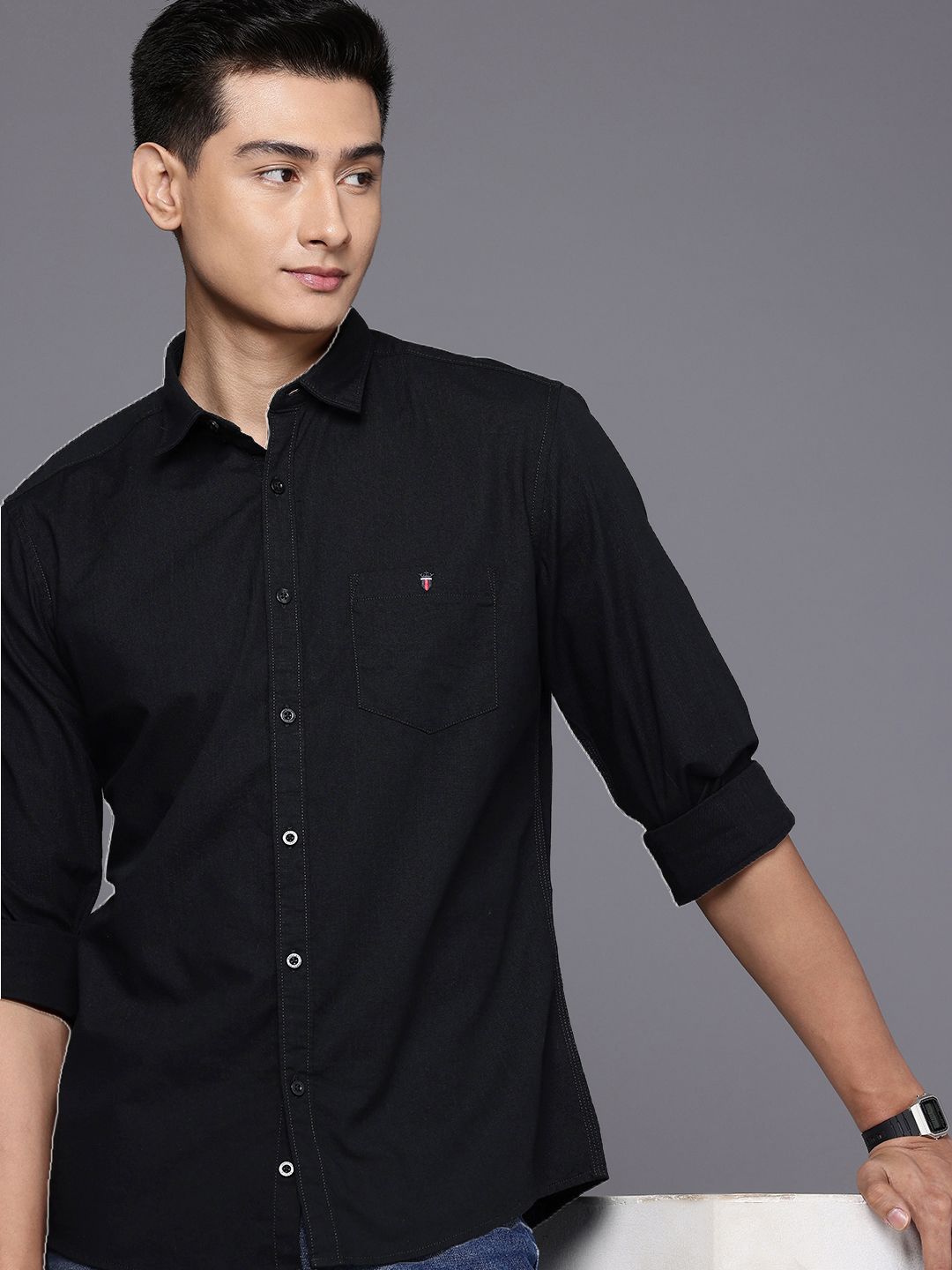 Louis Philippe Jeans Slim Fit Pure Cotton Casual Shirt-image-2