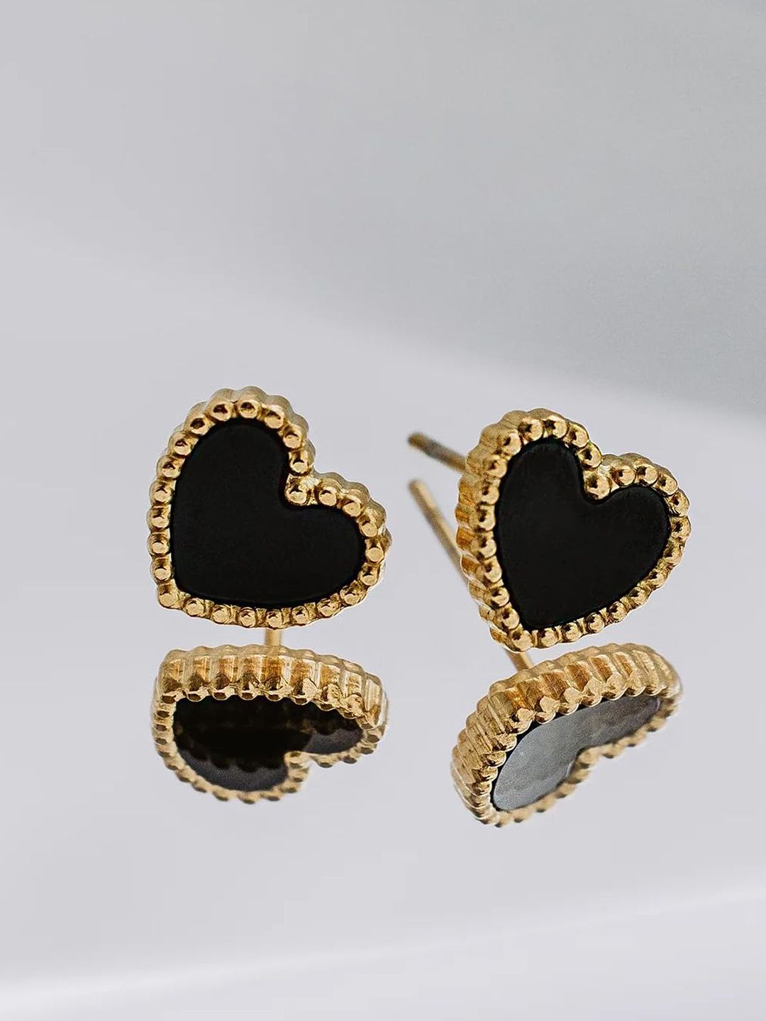VAMA Set Of 2 18K Gold Plated Enamelled Heart Shaped Studs-picture-22