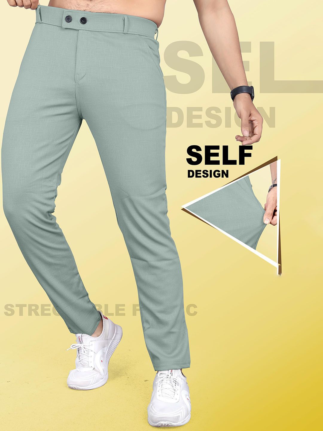 INDICLUB Men Mid-Rise Regular Fit Formal Trousers-picture-17