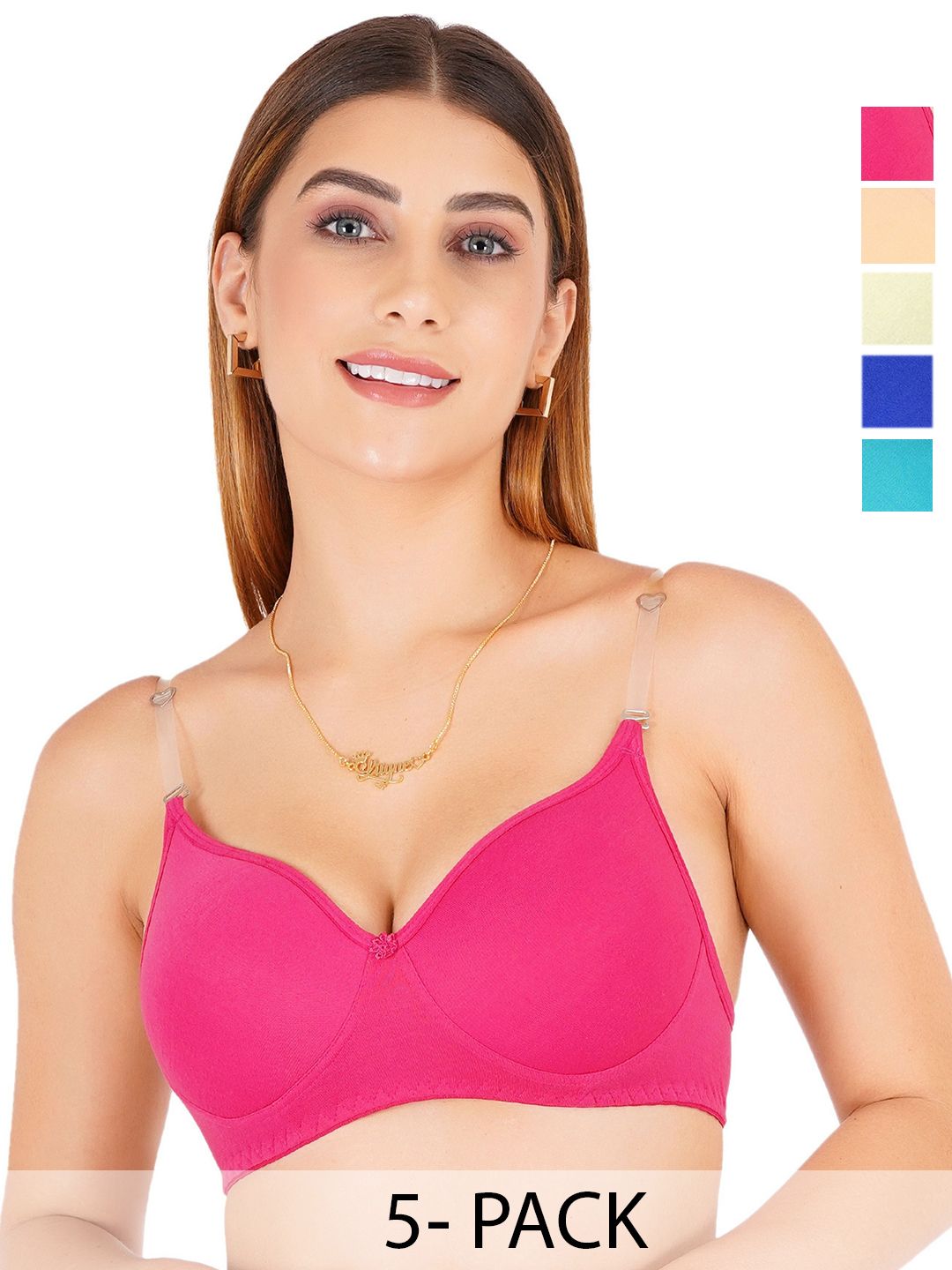 Liigne Pack Of 5 Lightly Padded Full Coverage T-shirt Bra-picture-35