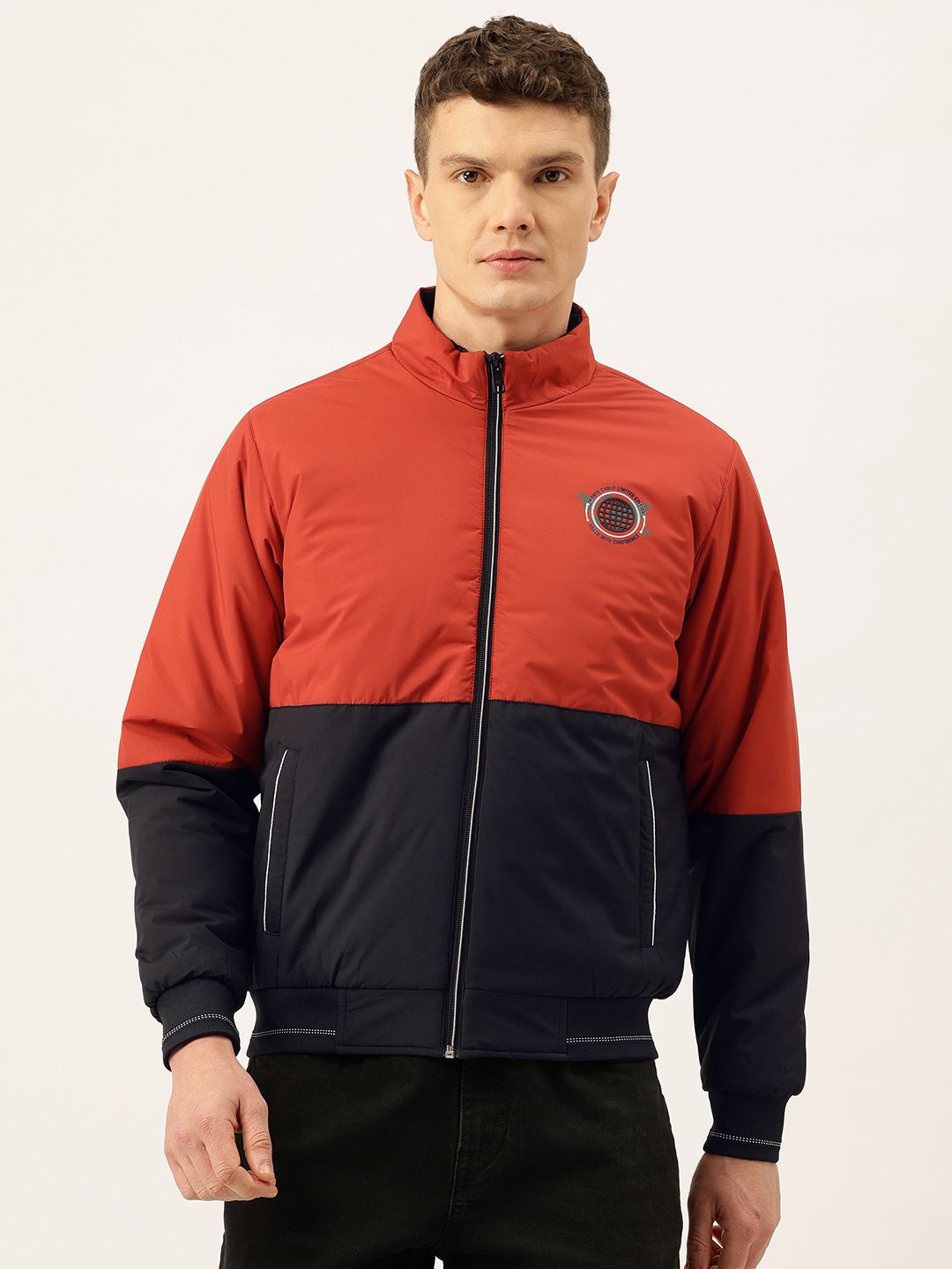 Monte Carlo Colourblocked Mock Collar Padded-Style Bomber Jacket-picture-22