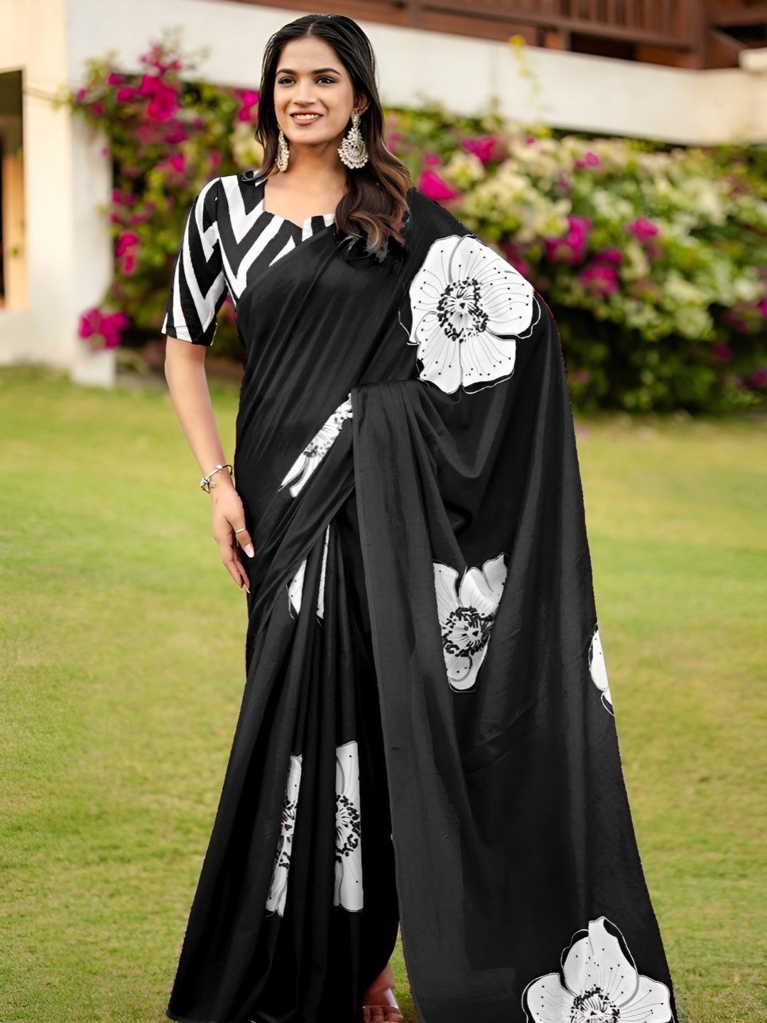 all about you Floral Printed Pure Cotton Designer Saree With Blouse-picture-35