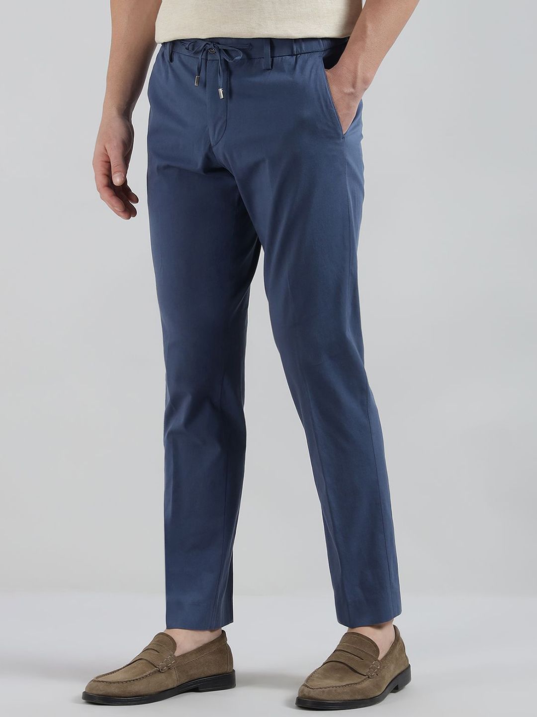 HACKETT LONDON Men Regular Fit High-Rise Drawcord Trousers-picture-45