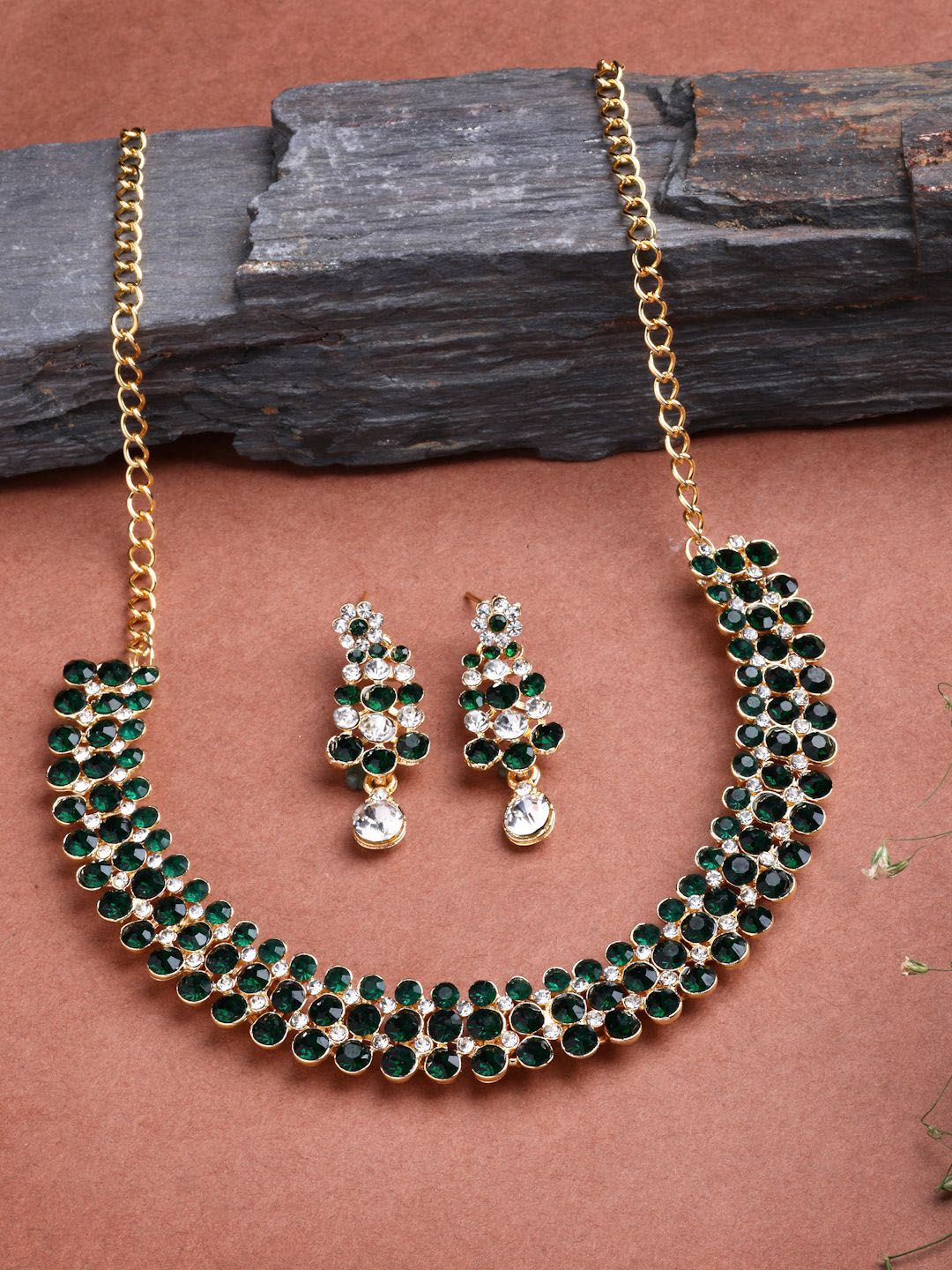 Sukkhi Gold-Plated American Diamond Studded Choker Necklace And Earrings-picture-36