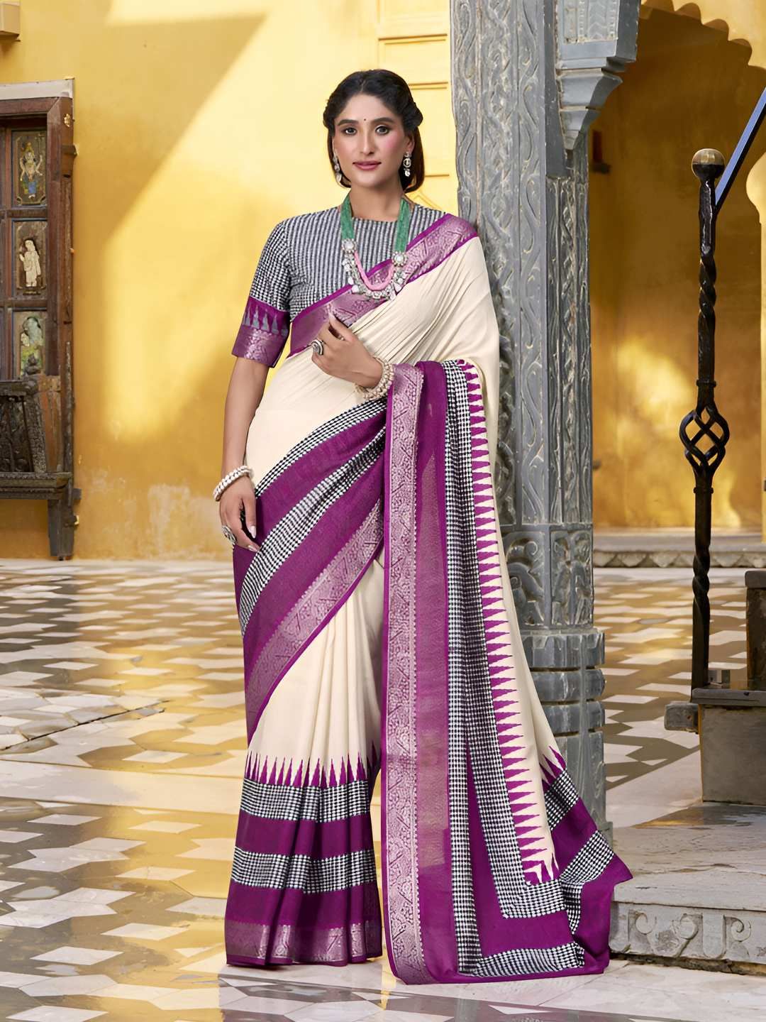 MADHAVPRIYA Woven Design Printed Zari Saree-picture-35