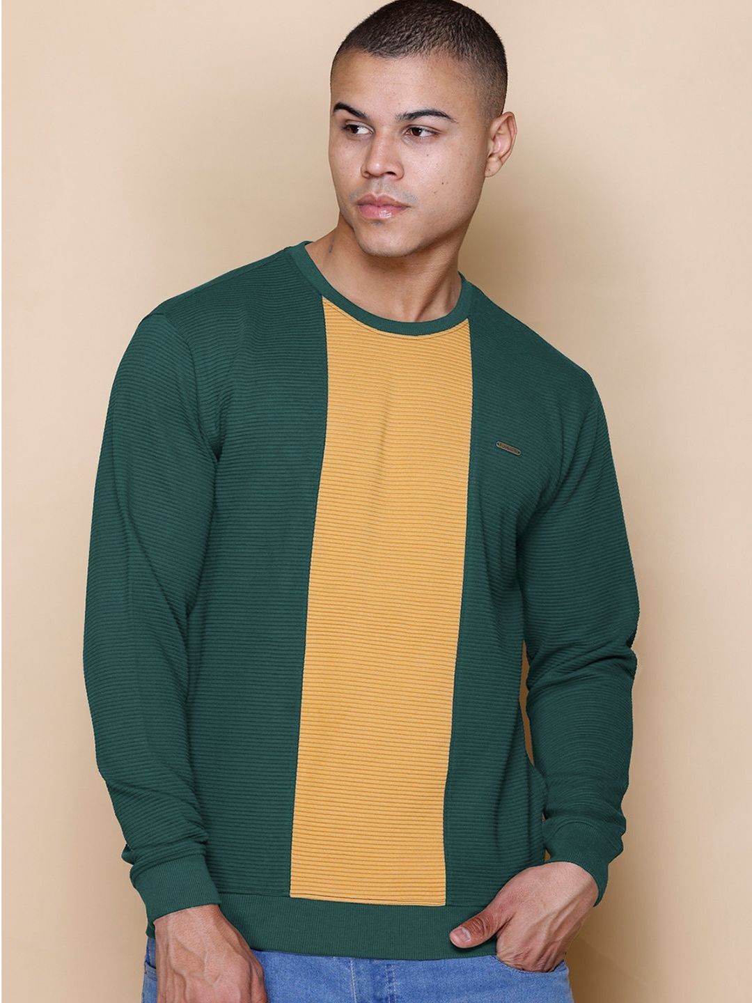 MOUNTAIN COLOURS Men Colourblocked Cotton Sweatshirt-picture-27
