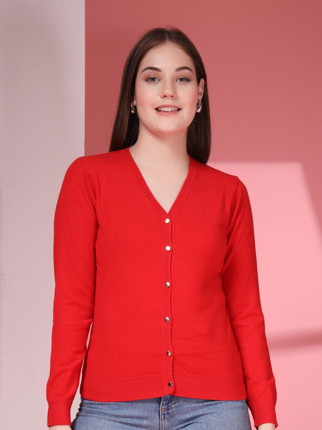 Thirty Threads Women V-Neck Woollen Cardigan-picture-55