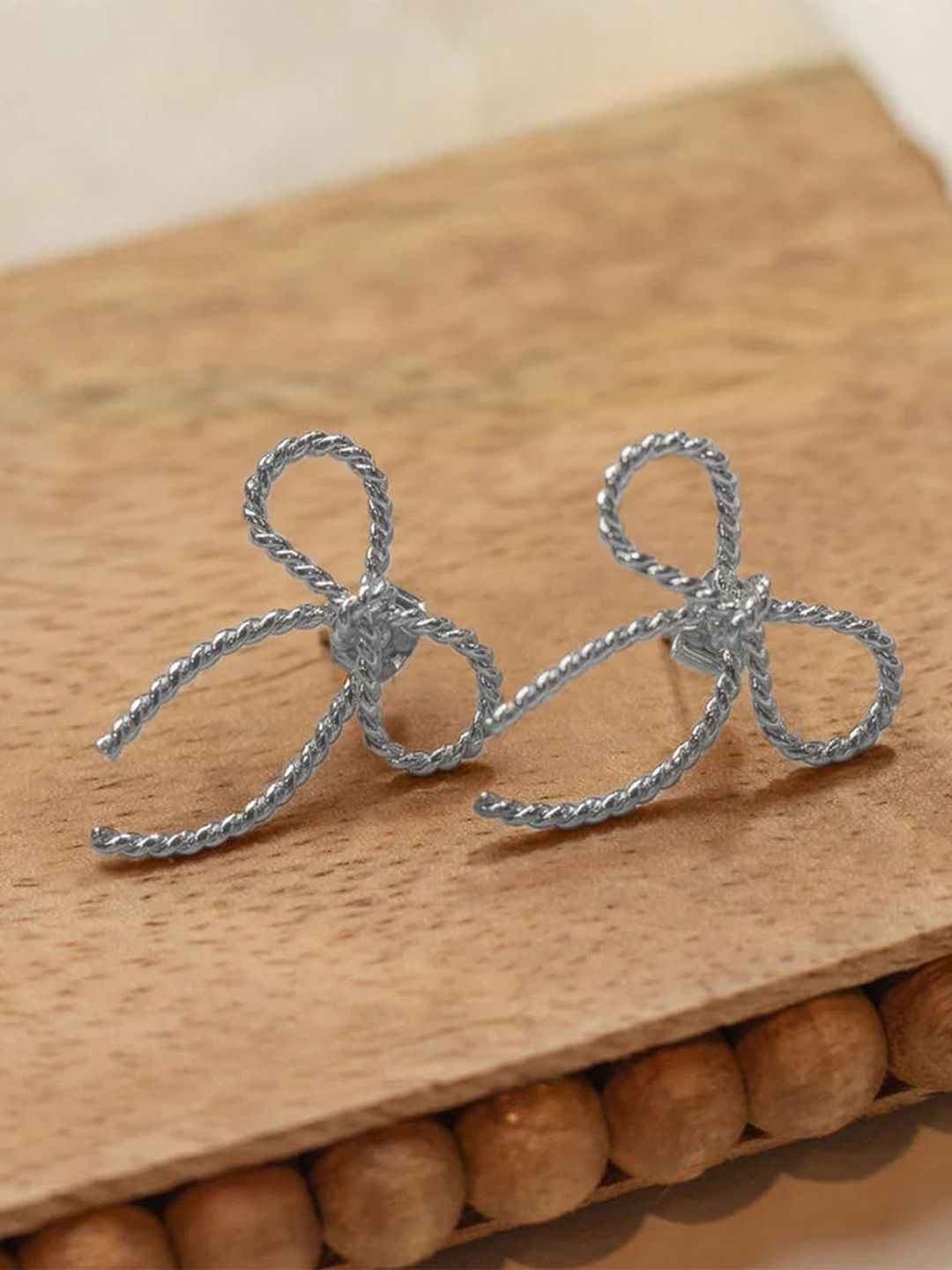 VAMA Silver-Plated Twisted Bow Studs-picture-35