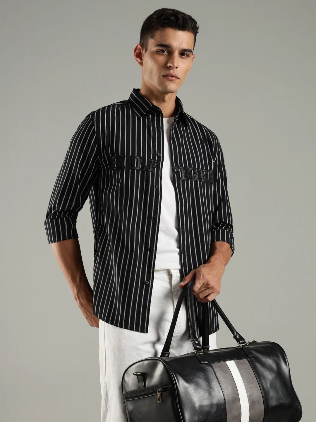 Tommy Hilfiger Vertical Stripes Striped Spread Collar Cotton Shirt-image-1