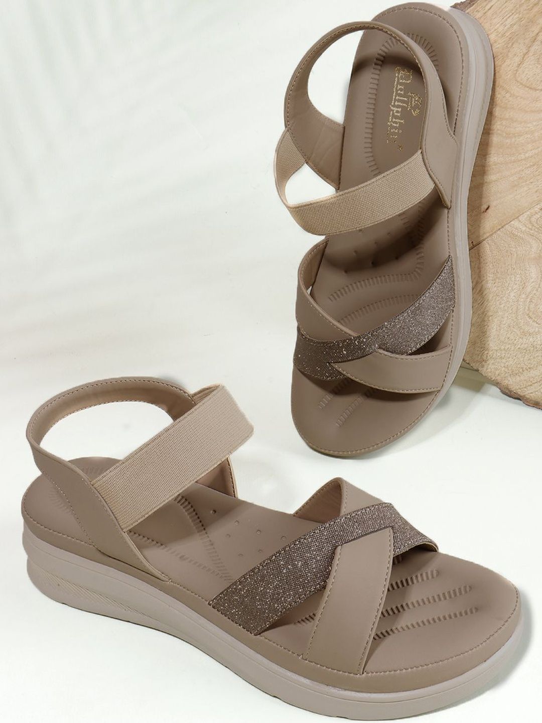 Dollphin Women Beige Leather Casual Open Toe Flats with Buckles-picture-14