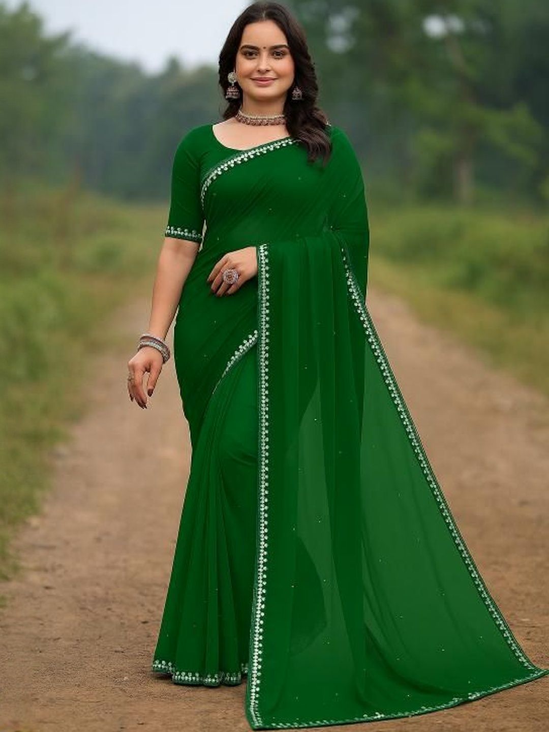 Moda Rapido Green Embellished Sarees-image-10