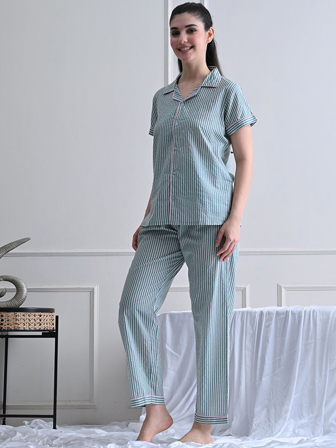 House of Comfort Women Striped Night suit