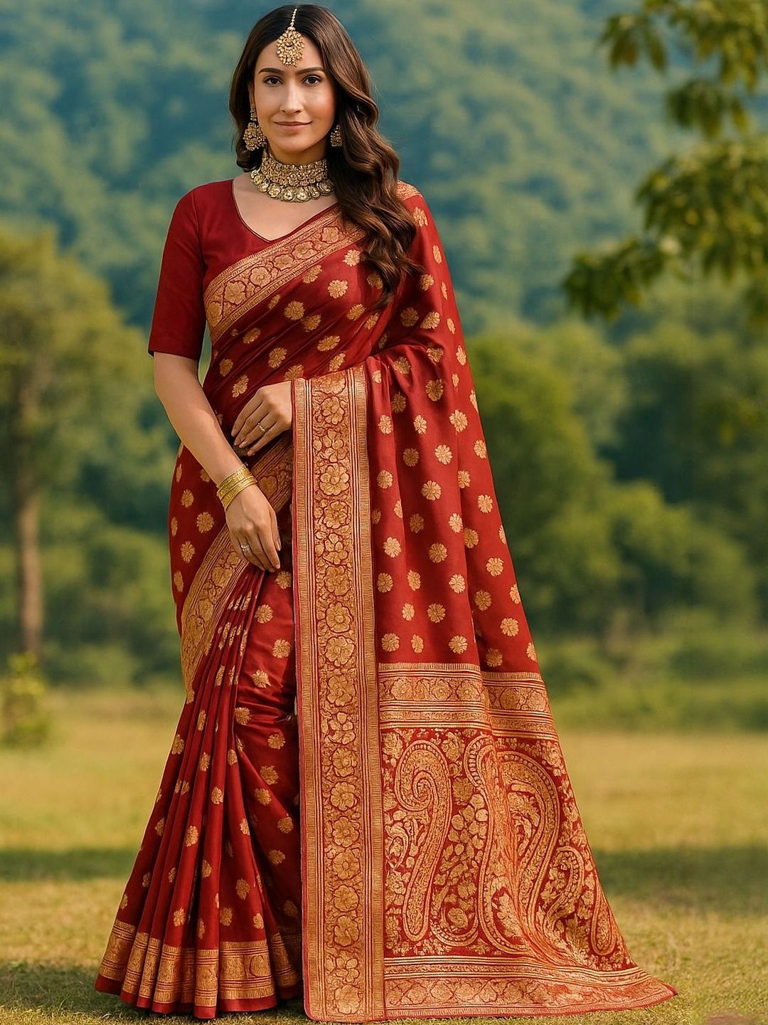 Moda Rapido Maroon Silk Cotton Woven Design Sarees-picture-17