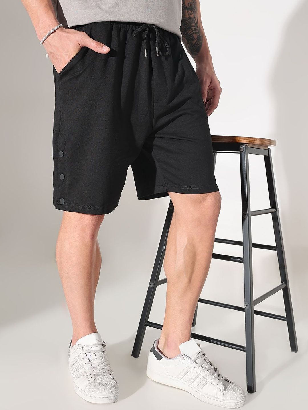 SHOWOFF Men Black Regular Fit Cotton Shorts-picture-12