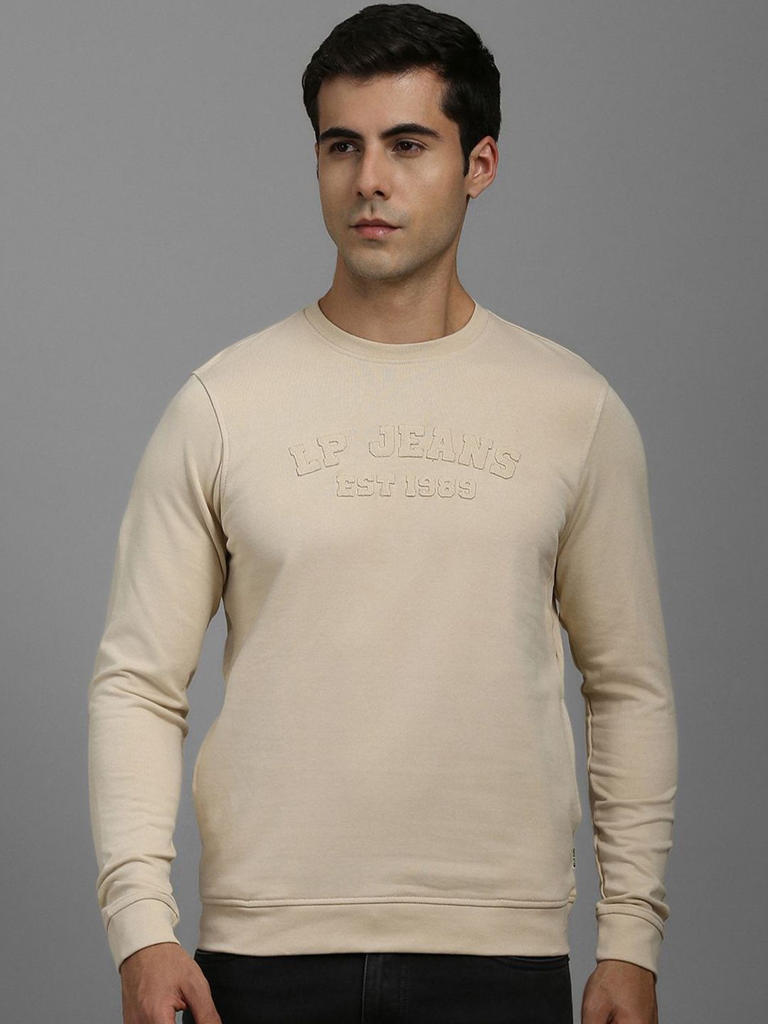 Louis Philippe Jeans Typography Puff Printed Pure Cotton Pullover Sweatshirt-picture-18