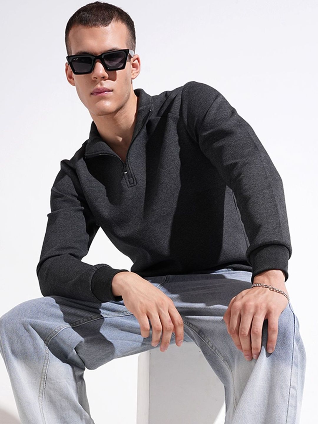 SHOWOFF Men Grey High Neck Sweater-picture-31