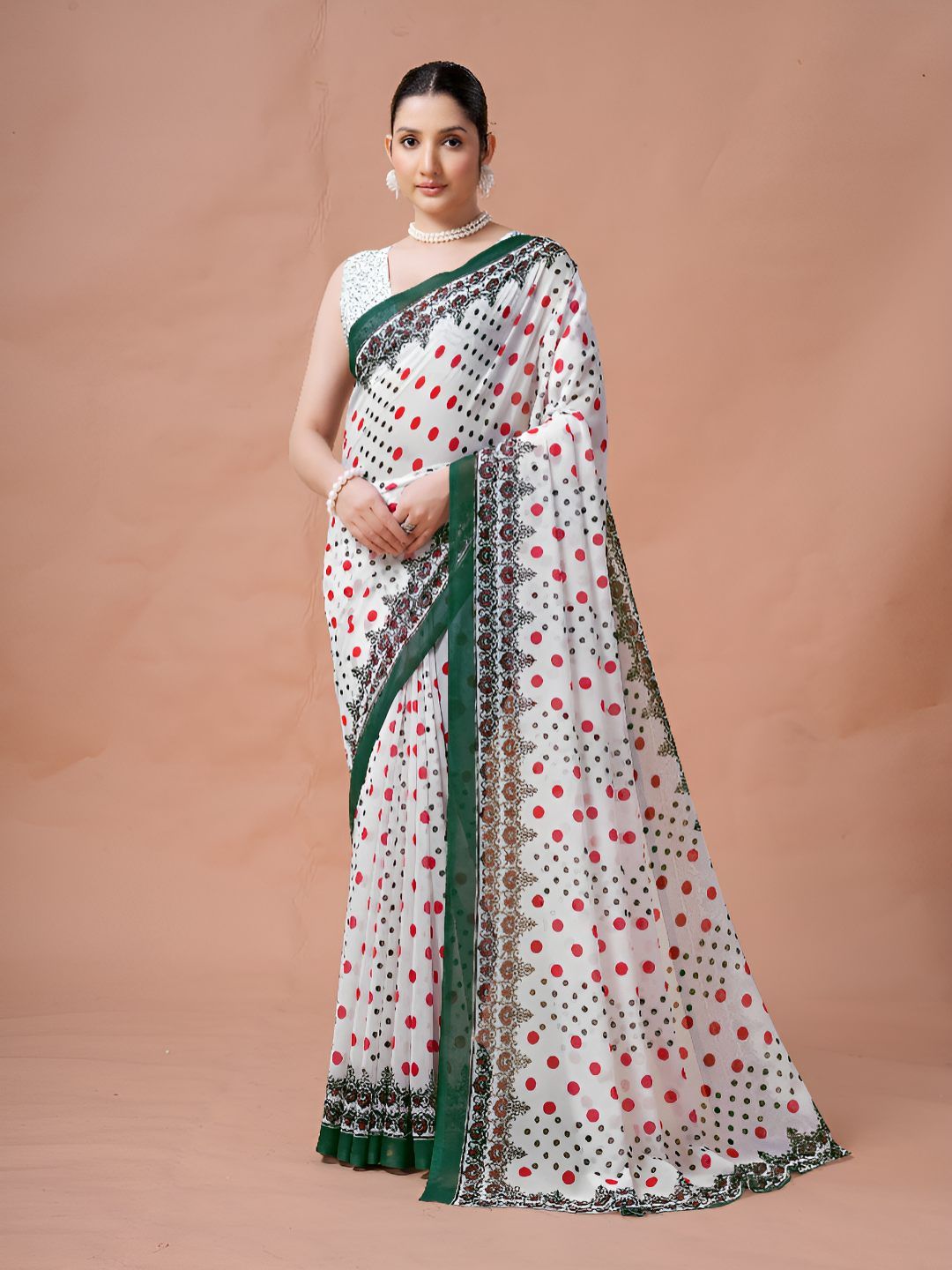 Garden Vareli Polka Dot Pure Georgette Saree-picture-33