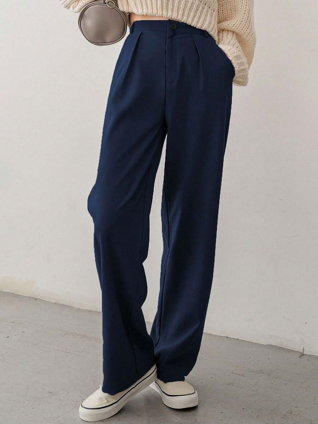 FNOCKS Women Relaxed Straight Leg High-Rise Pleated Trousers-picture-31