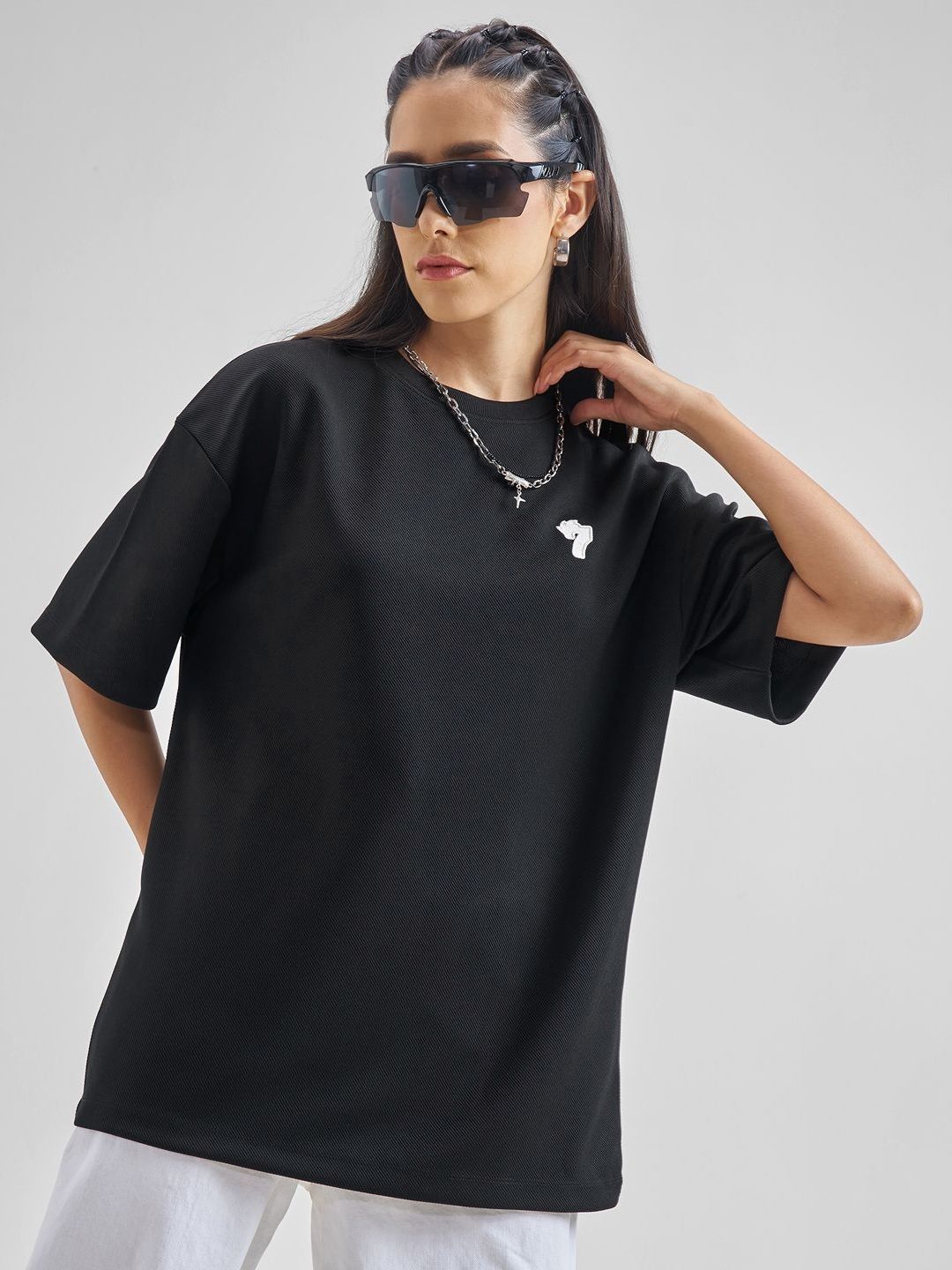 Street By Tokyo Talkies Typography Printed Round Neck Cotton Oversized T-shirt-picture-12