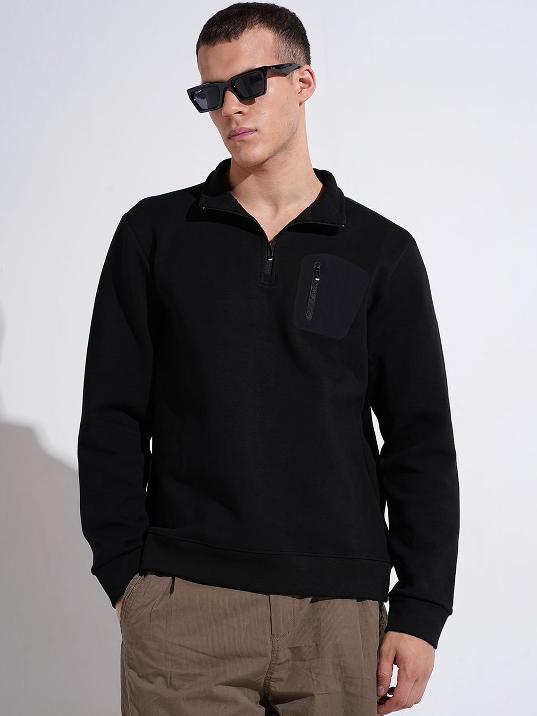 SHOWOFF Men Black High Neck Sweater-picture-10
