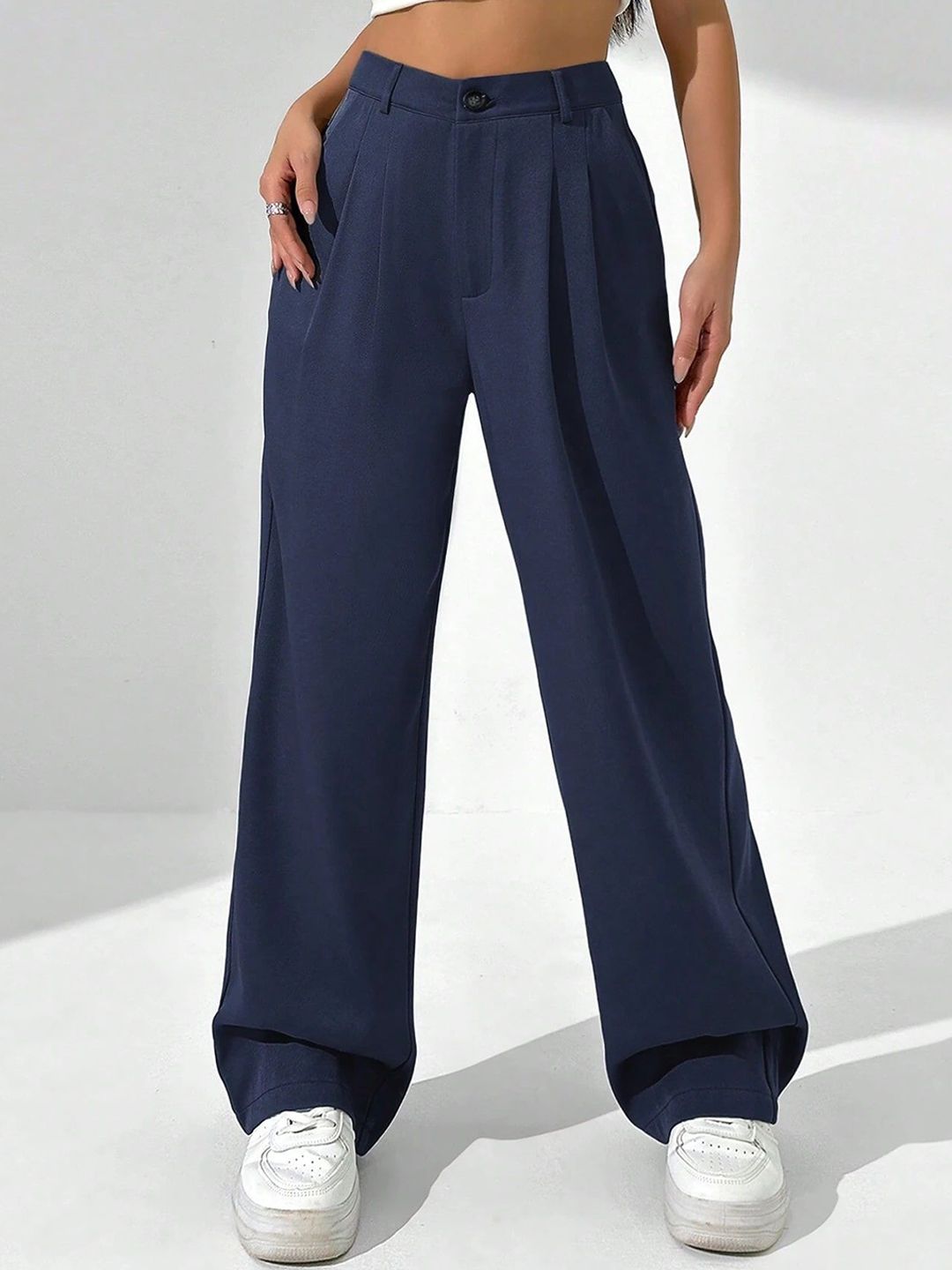 FNOCKS Women Relaxed Straight Leg High-Rise Flat-Front Regular Trousers-picture-34