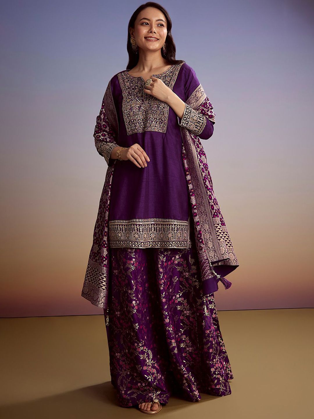 KALKI Fashion Women Embroidered Regular Kurta with Sharara & Dupatta-picture-16