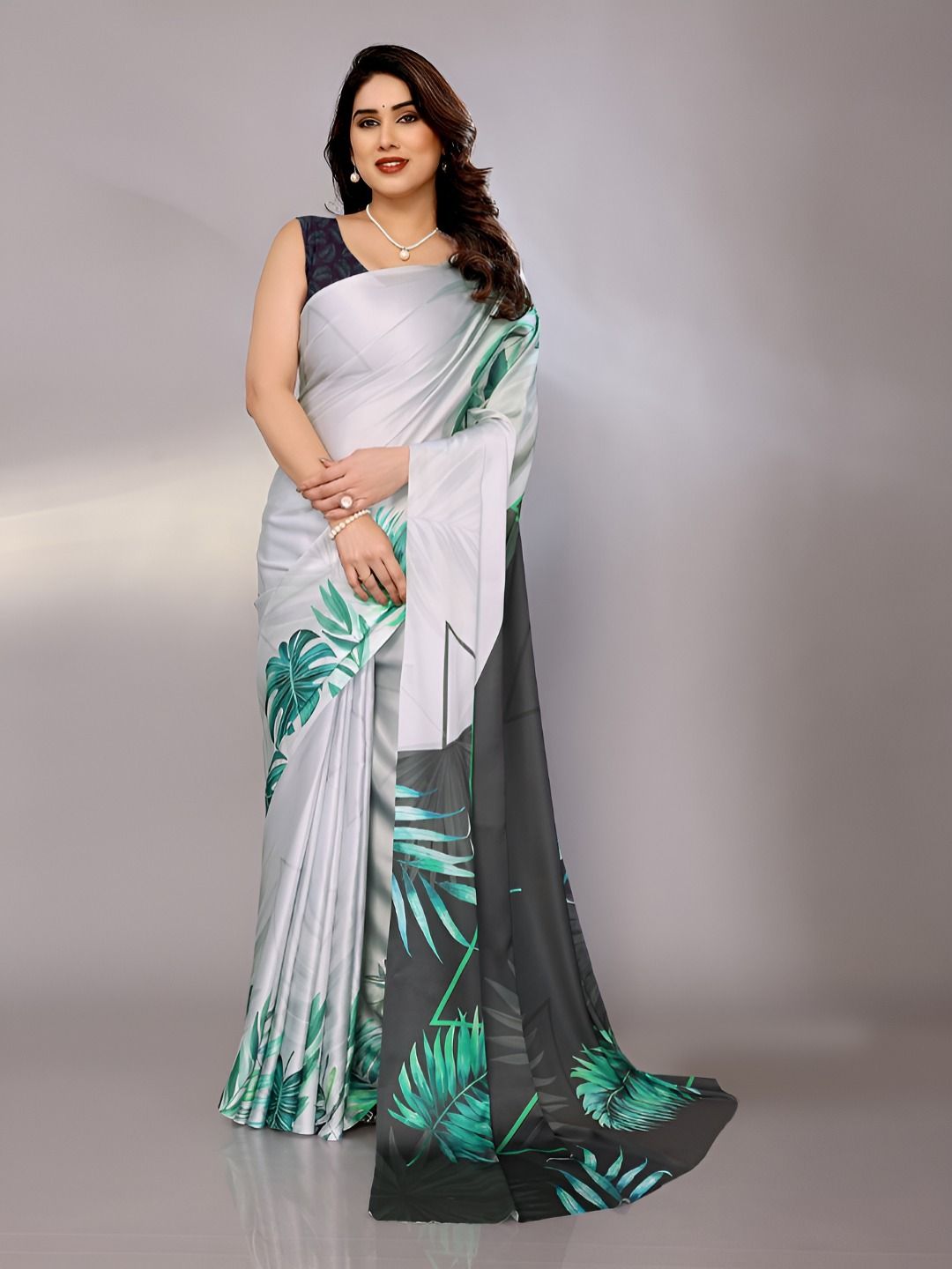 FABMORA Floral Satin Saree-picture-20
