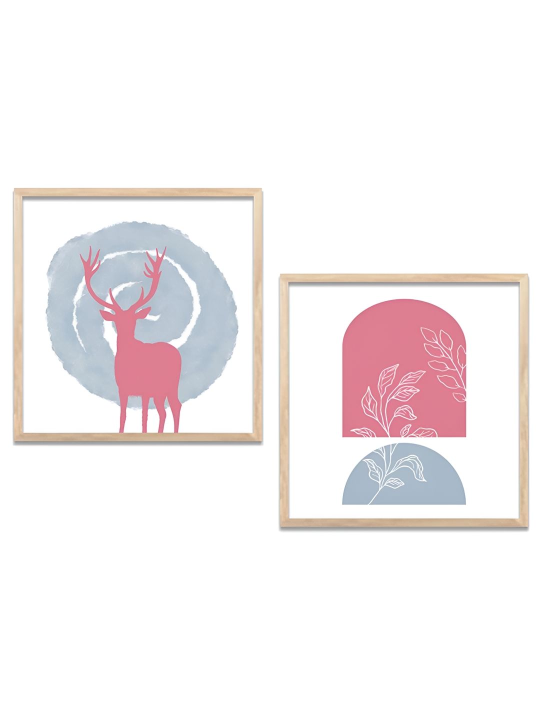 Kotart White & Pink 2 Pieces Boho Wooden Square Wall Arts-picture-23